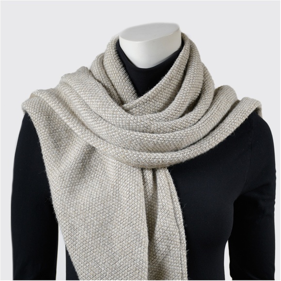 FRATELLI TALLI Knit Collar Scarf OS Beige Wool Alpaca Blend Made In Italy - Picture 2 of 14